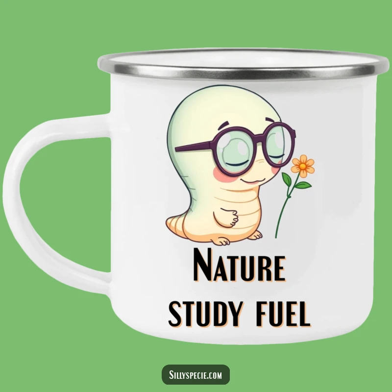 Funny Worm Camping Mug: Explore with Specs, Hilarious Outdoor Nature Cup