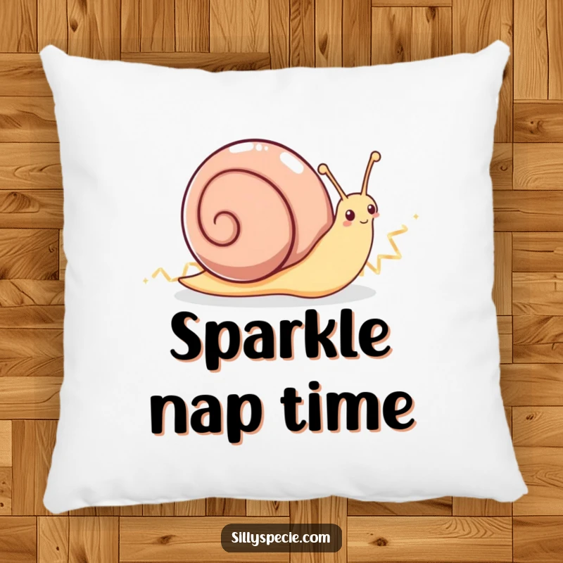 Funny Pillow: An excited snail creates a shimmering, zig-zag path, bringing soft, enthusiastic charm to any room.