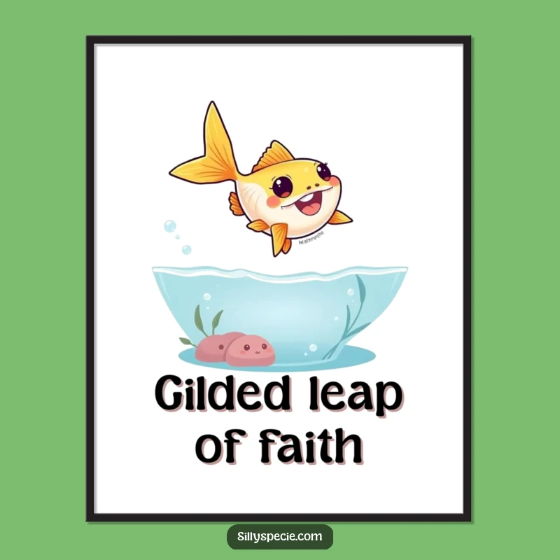 Funny Goldfish Digital Art: Leaping Fish, Hilarious Instant Downloadable Print for Walls