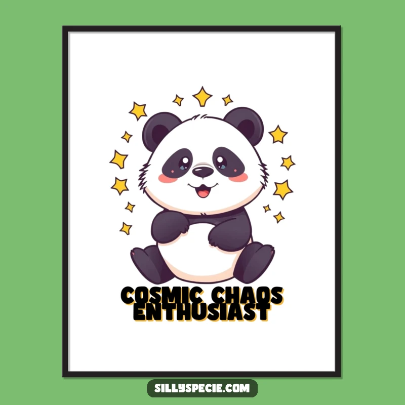 Funny Dizzy Panda Poster - Spinning Stars Art, Hilarious Decor Gift