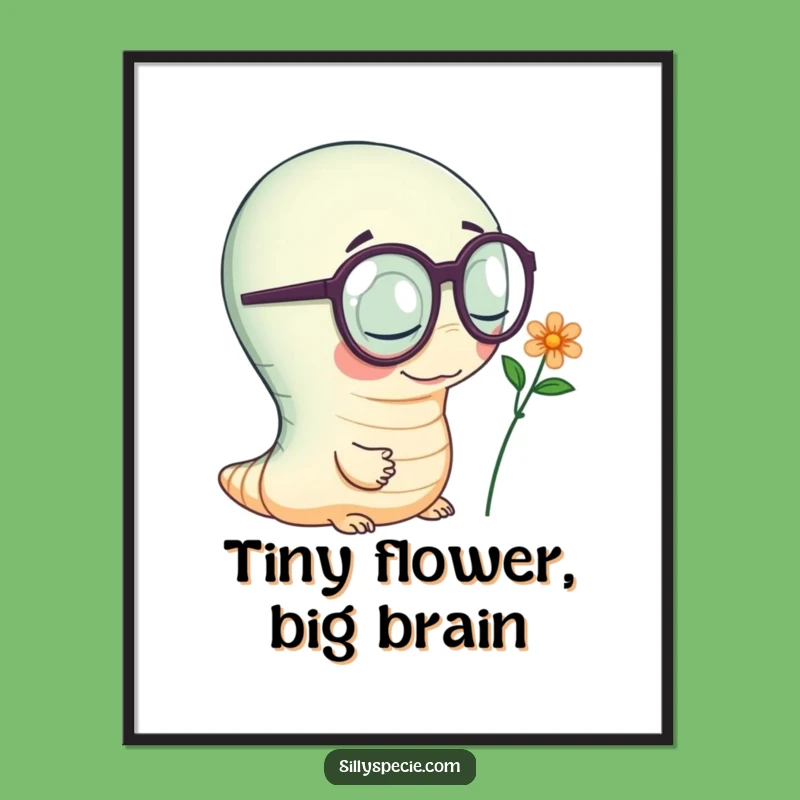 Funny Worm Poster: Spectacled Botanist, Hilarious Nature Wall Art for Garden Lovers