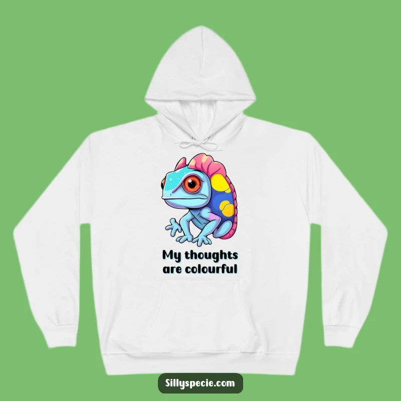 Funny Confused Chameleon Hoodie - Vibrant Colors, Cozy & Quirky Gift