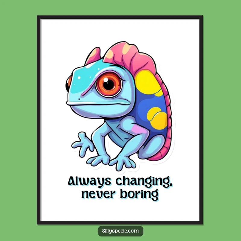 Free Printable Wall Art: Confused Chameleon's Vibrant Colors Funny Downloadable Art for Your Walls