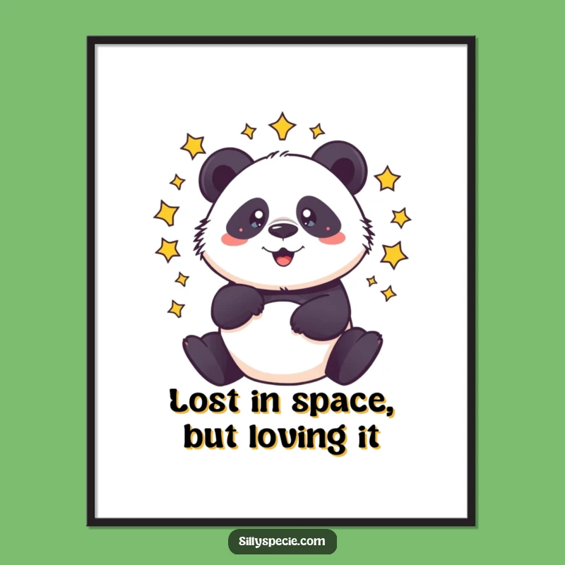 Free Printable Wall Art: Dizzy Panda's Starry Spin Funny Downloadable Art for Your Space