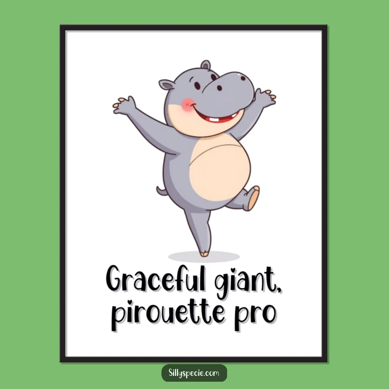 Free Printable Wall Art: Hippo Ballet Pirouette - Fun Downloadable Decor!