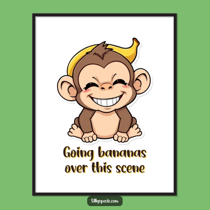 Funny Free Printable Wall Art: Absurd Monkey Banana Peel Head - Downloadable
