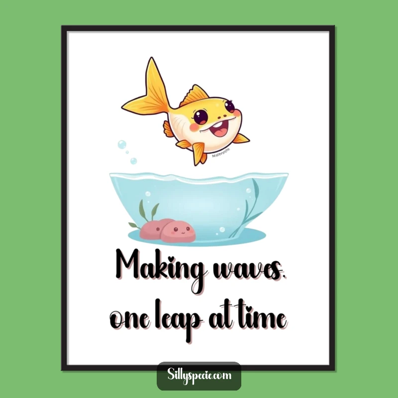 Free Printable Wall Art: Goofy Goldfish Leap - Whimsical Downloadable Decor!