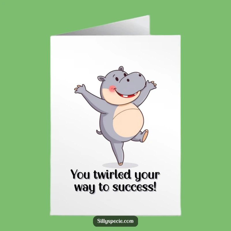 Free Printable Congrats Card: Hippo Pirouette - Elegant Downloadable Gift!