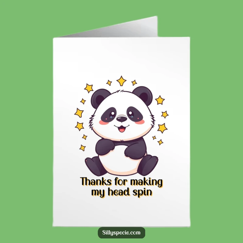 Free Printable Thank You Card: Dizzy Panda's Grateful Spin Funny Downloadable Gift